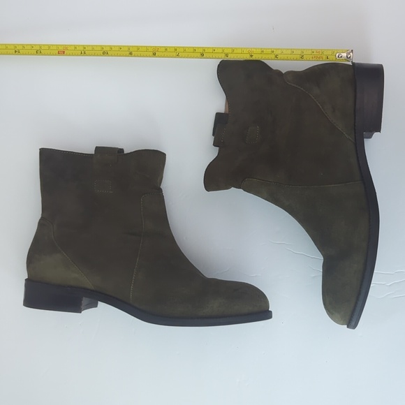 Lands' End Suede Pull On Slouch Ankle Bootie Moss Green size 8.5 - Picture 10 of 11